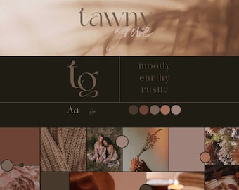 Mini Branding Kit with Moody Color Palette and Canva Free Font Pairing, DIY Branding, Business Branding