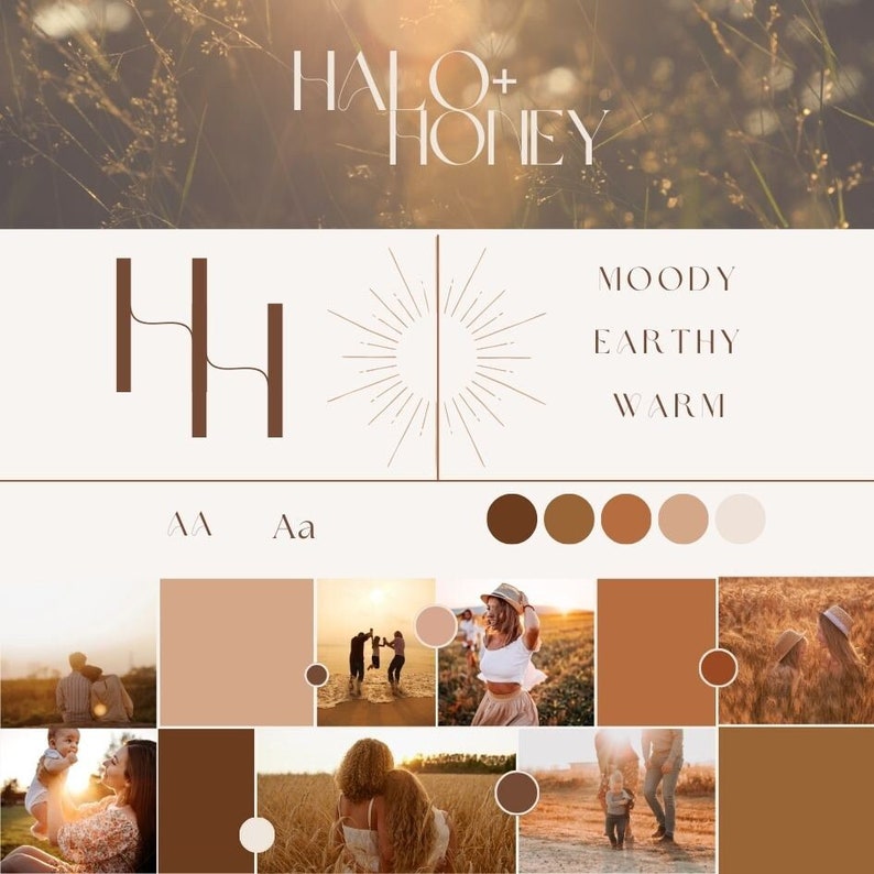 Mini Branding Kit with Color Palette and Canva Free Font Pairing Halo and Honey image 1