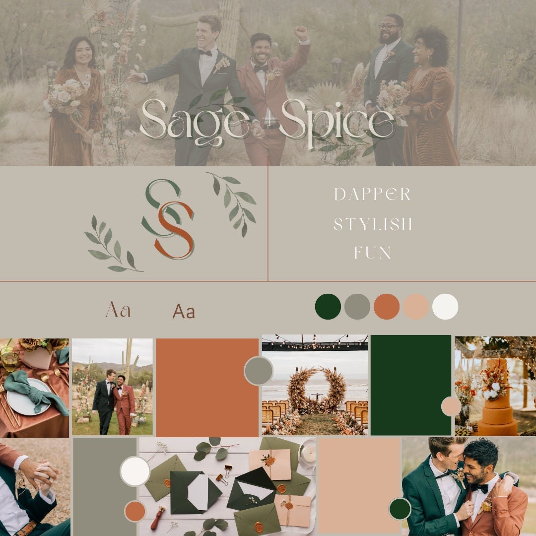 Mini Branding Kit with Color Palette and Canva Free Font Pairing - Sage and Spice