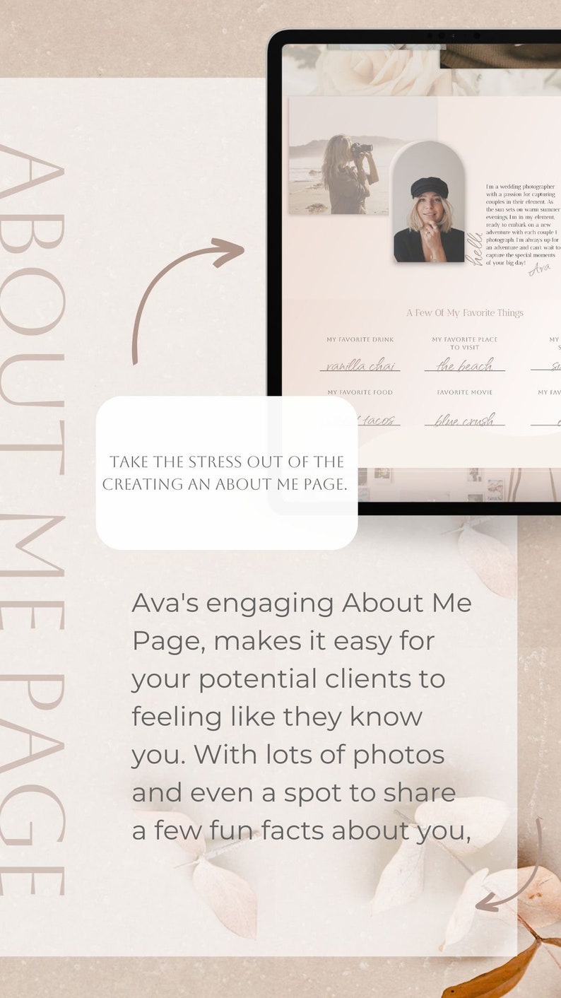 A fun feminine Showit website template designed with soft blush colors, whimsical fonts, and an effortlessly elegant style. image 4