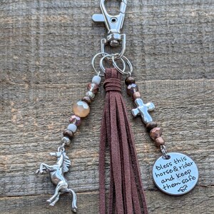 3 CROSSES SADDLE CHARM Bless This Horse & Rider And Keep Them Safe Horse Lover, Equestrian