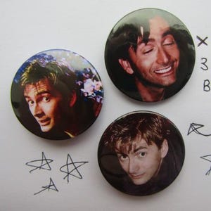 3x David Tennant Pin Badges