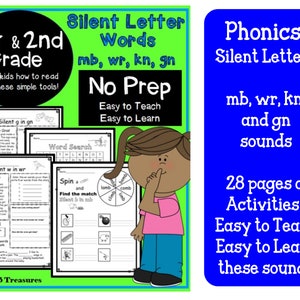 Silent Letter Phonics Worksheets | Phonics Activities | 1st Grade Printables | 2nd Grade Printables | Homeschool Worksheets