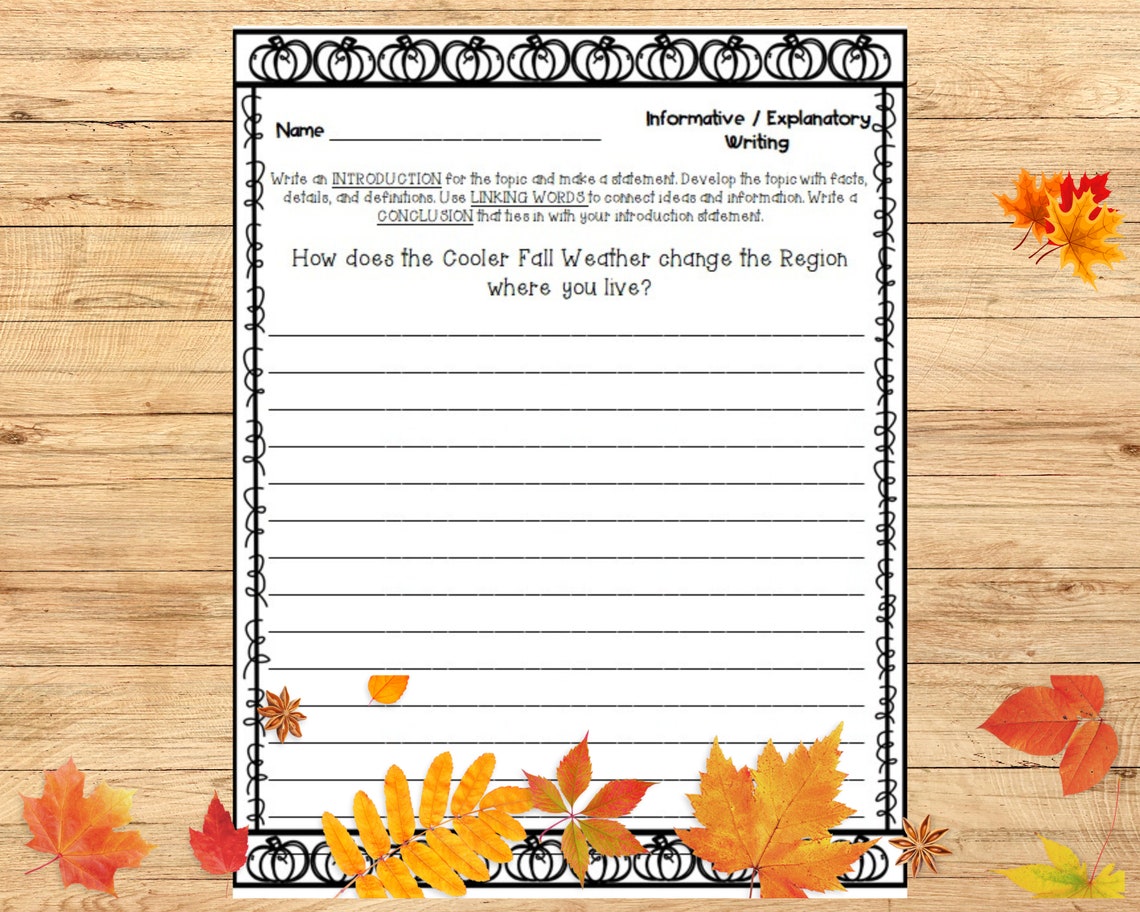 Fall Writing Prompts Elementary Writing Prompts Homeschool - Etsy