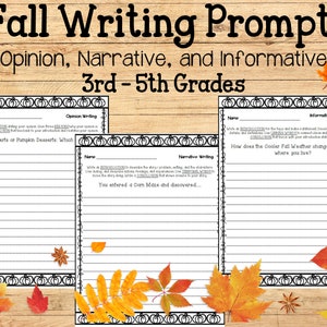 Fall Writing Prompts Elementary Writing Prompts Homeschool - Etsy