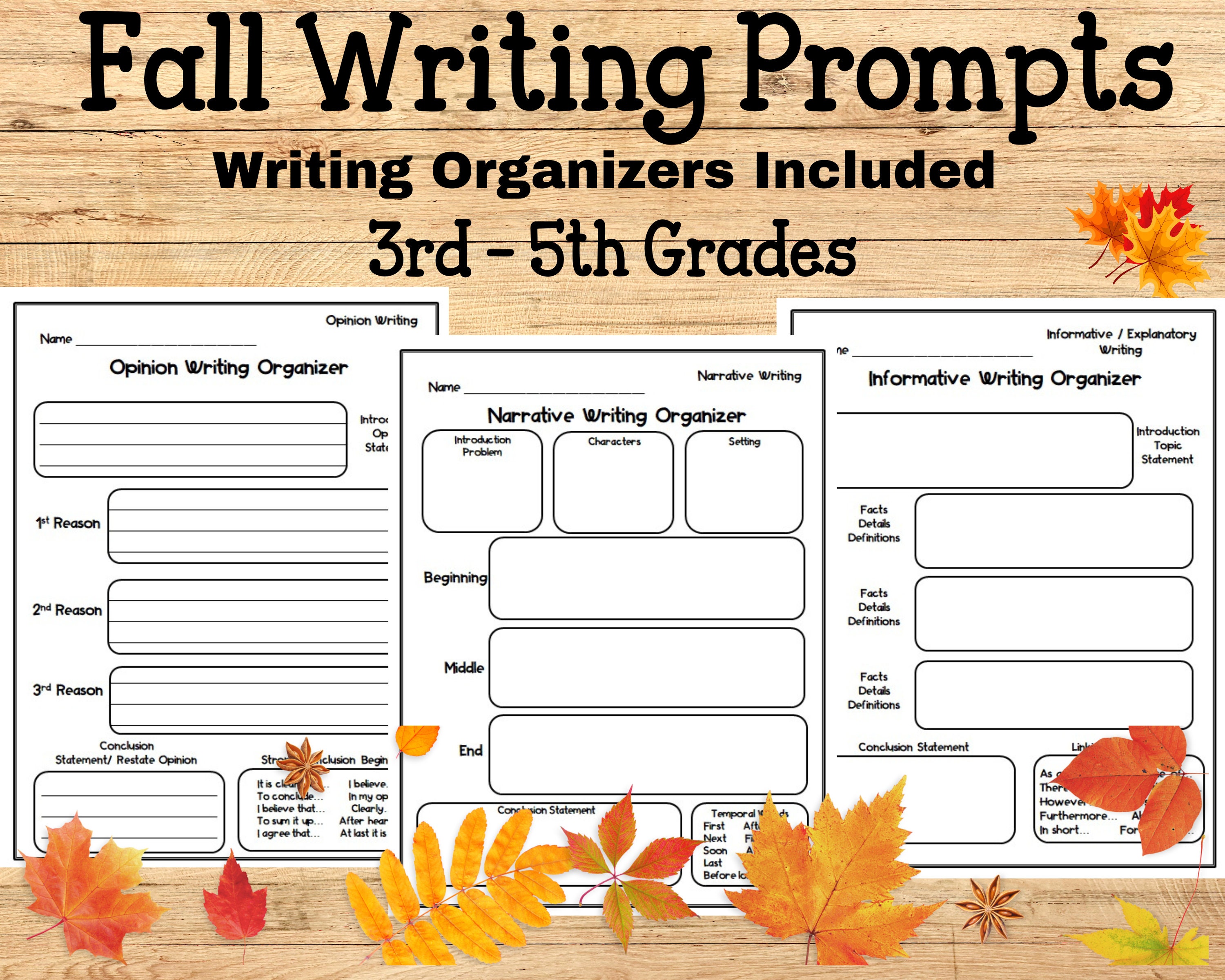 Fall Writing Prompts Elementary Writing Prompts Homeschool - Etsy