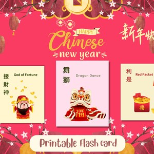 Cartes flash imprimables du Nouvel an chinois, cartes éducatives, cartes Montessori modifiables