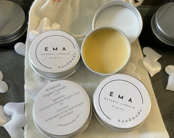 EMA Natural Lip Balm | Handmade Lip Balm in a Reusable Tin | Organic | All Natural | Wedding Favours | Free Shipping for order over CAD35
