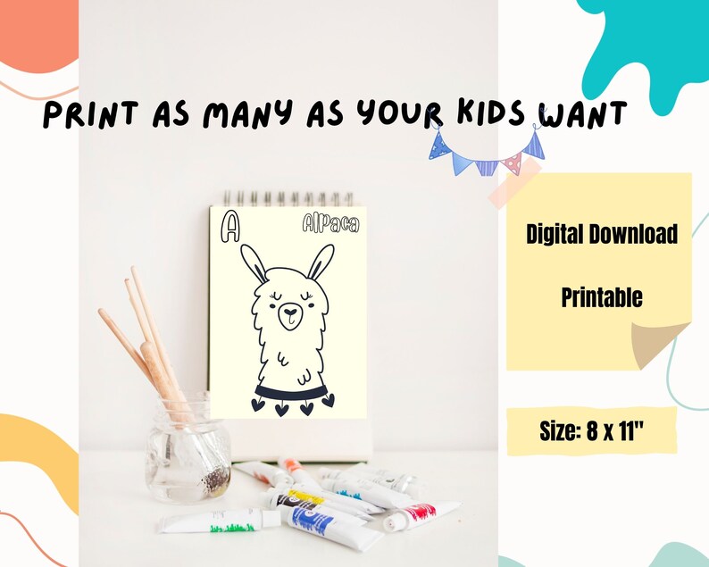 Animal Alphabet Coloring Pages for Kids, Animal Coloring Sheet for