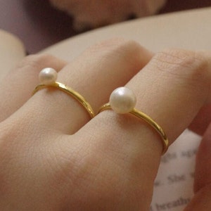 14k Gold Pearl Ring: June Birthstone Wedding Band