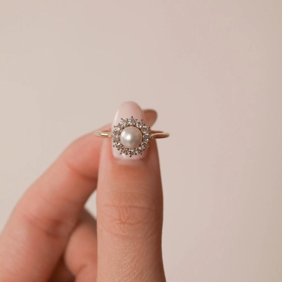 Diamond Ring 14k Gold Pearl Ring Pearl Ring Settings Without