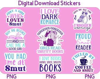 Printable Smut Sticker Bundle 7 Smut PNG Stickers Print and Cut Stickers for Cricut Digital Download Adult Stickers