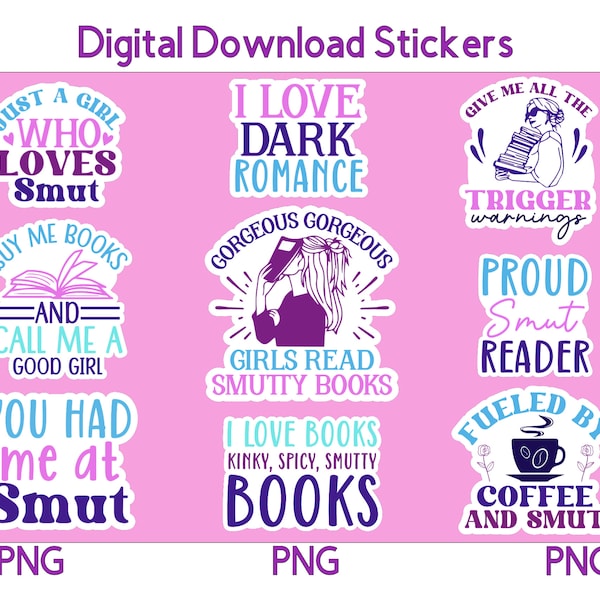 Printable Smut Sticker Bundle 7 Smut PNG Stickers Print and Cut Stickers for Cricut Digital Download Adult Stickers