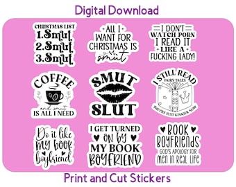 Printable Smut Sticker Bundle 1 Digital PNG Stickers Print and Cut Stickers for Cricut Digital Download Adult Stickers