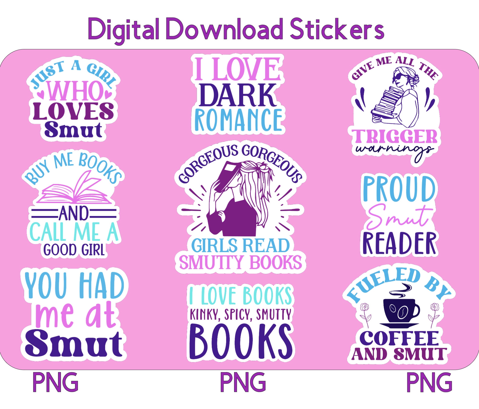 Printable Smut Sticker Bundle 7 Smut PNG Stickers Print and Etsy