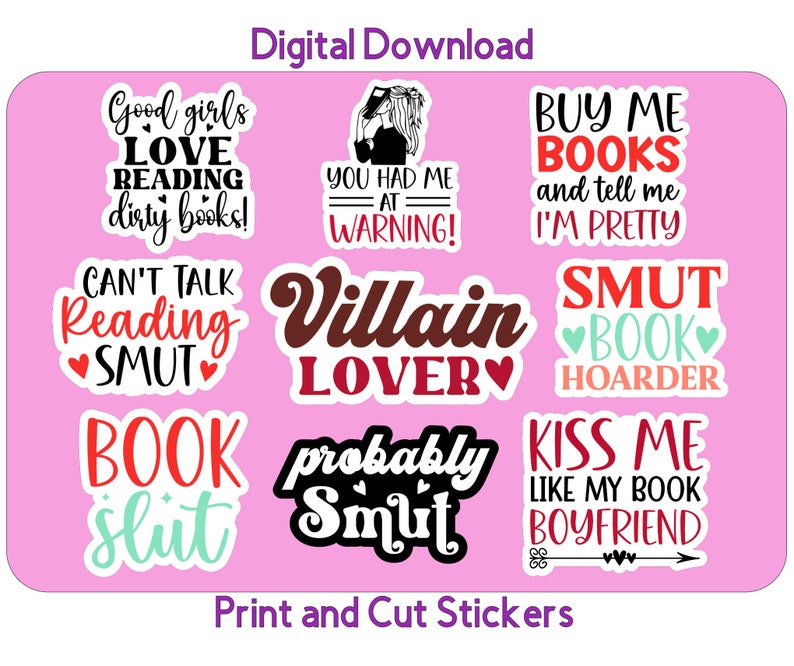 Ausdruckbare Smut Sticker Bundle 2 Smut PNG Stickers Print und Cut Stickers für Cricut Digital Download Erwachsene Stickers Bild 1