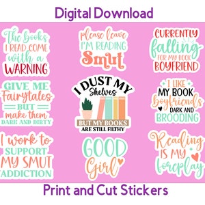 Printable Smut Sticker Bundle 5 Smut PNG Files Print and Cut Stickers for Cricut Digital Download image 1