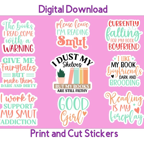Printable Smut Sticker Bundle 5  Smut PNG Files Print and Cut Stickers for Cricut Digital Download