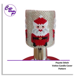 PATTERN, Beaded Santa Votive Cover