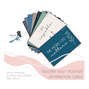 Tarjetas de afirmación de maestros / Descarga digital Recordatorios positivos diarios / Mensajes inspiradores / Afirmaciones de TA / Regalo de colega del personal educativo