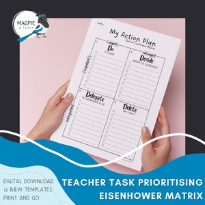 Teacher Eisenhower Matrix | Productivity Planner | Daily Priority Tracker | Daily Organiser | ADHD To-Do List Template | Digital Download |