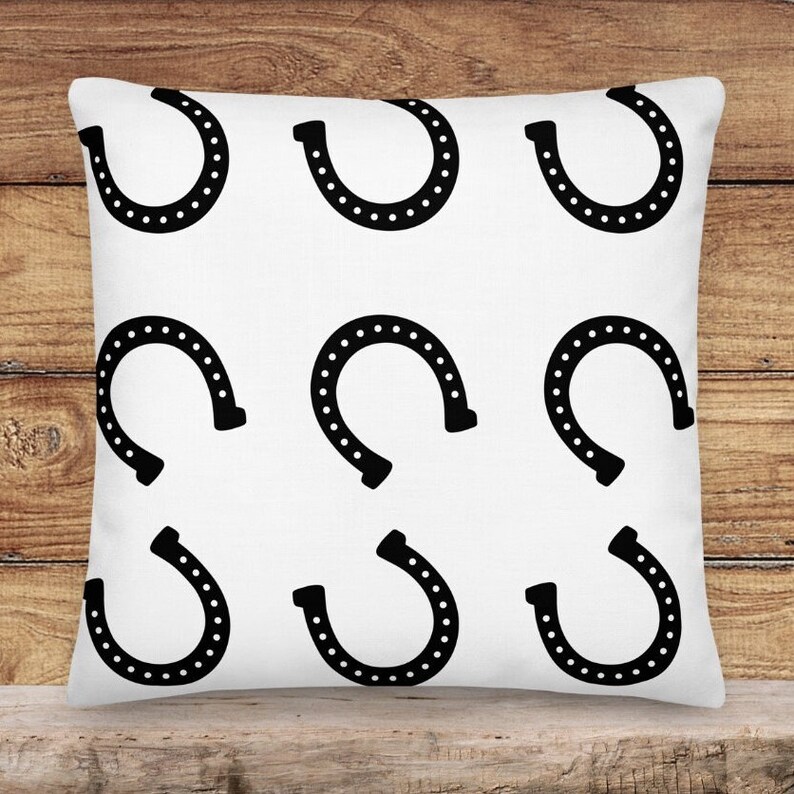 Horse and Horseshoe Throw Pillow Etsy