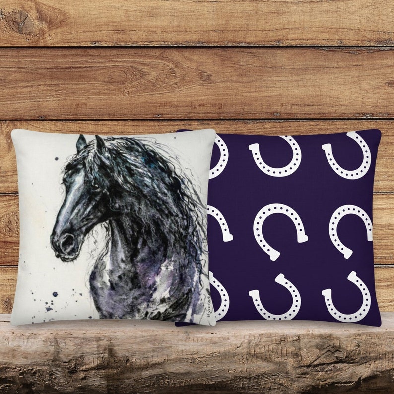Horse and Horseshoe Throw Pillow Etsy