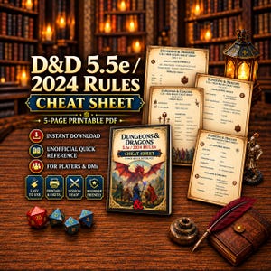 DnD 5.5e 2024 Regel-Spickzettel, Kurzanleitung (PDF-Download)
