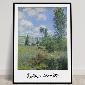 Claude Monet: View of Vétheuil, 1880, Wall Decor Poster, Impressionism Illustration, Classic Masterpiece Reproduction Poster