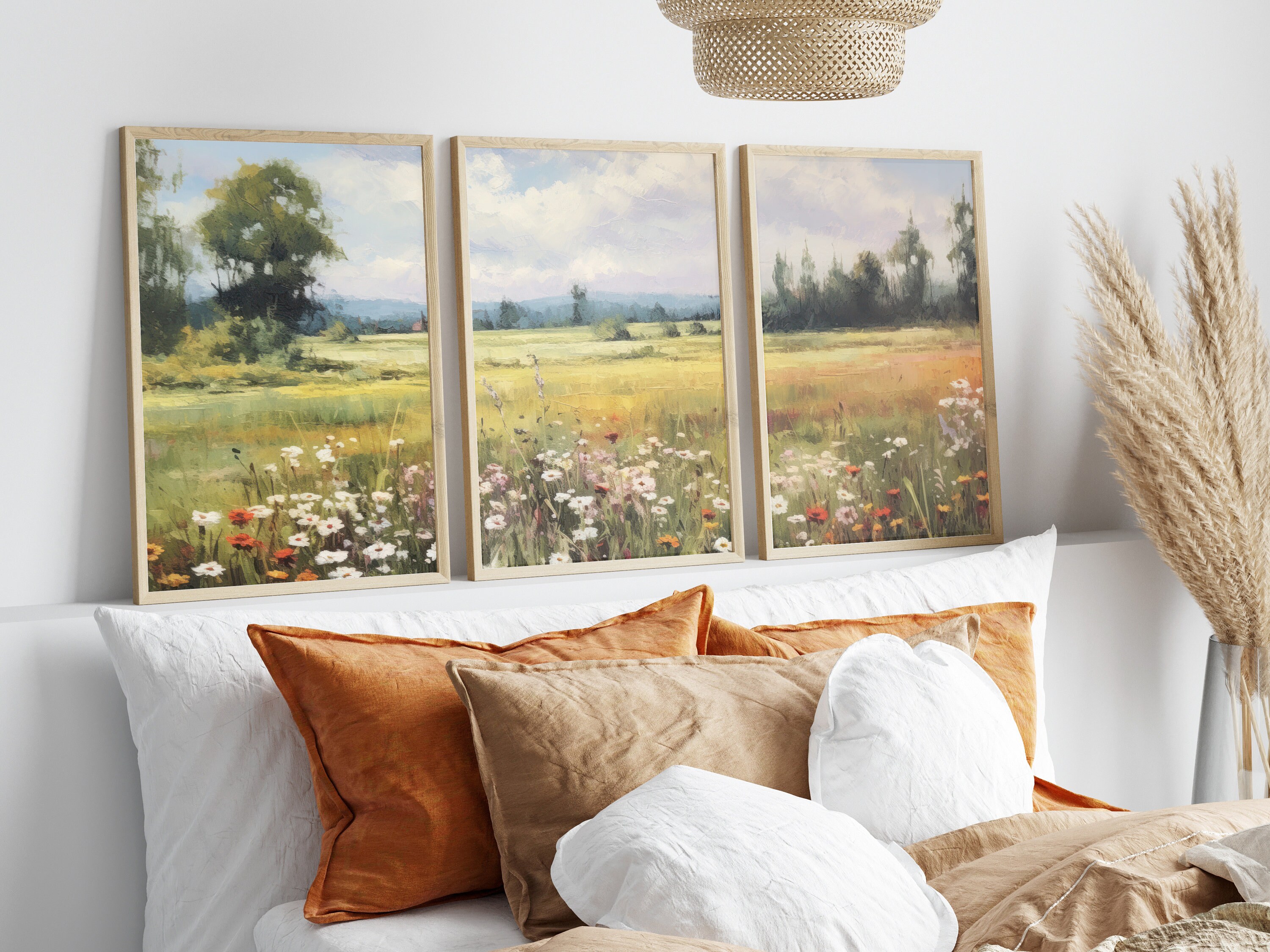 Wildflower Field Print, Set of 3 Posters, Countryside Wall Art, Vintage ...