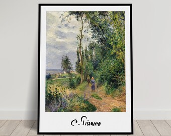 Camille Pissarro: Côte des Grouettes, 1878, Wall Decoration Poster, Impressionism Illustration, Poster repro classic masterpiece