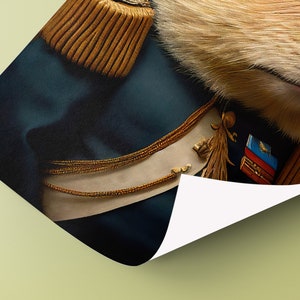 Ritratto di un capibara in uniforme militare, stampa di capibara, decorazione da parete con animali, poster di capibara immagine 10