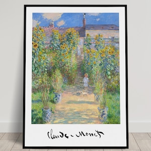 Claude Monet: The Artist&#39;s Garden at Vétheuil, 1881, Wall Decor Poster, Impressionism Illustration, Masterpiece Poster