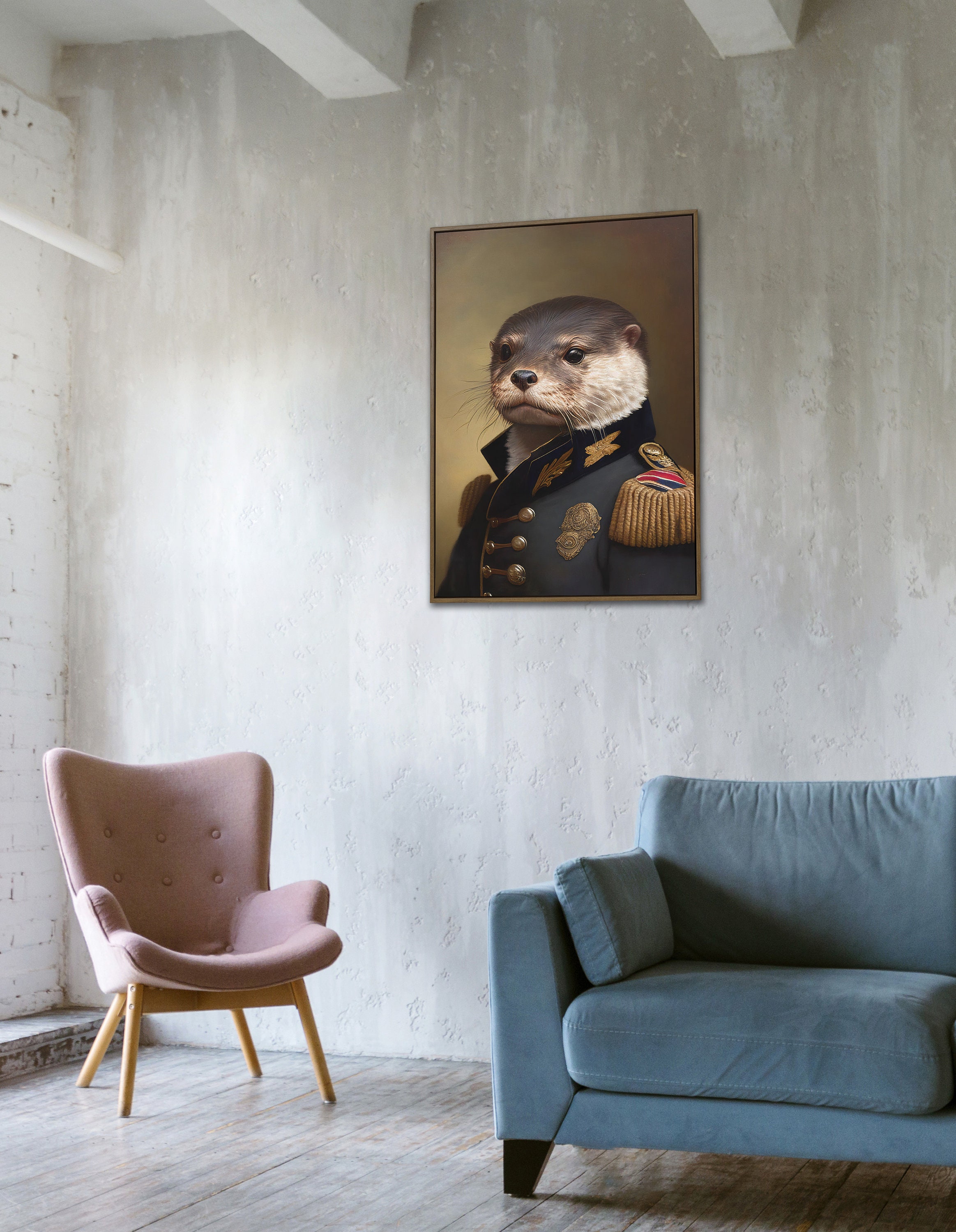 Discover Portrait of an Otter in Military Uniform, Animal Wall Decoration, Otter Poster, Otter Wall Print, Wall Art, No Frame