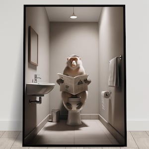 Foto di un macaco che legge il giornale sul water, decorazione divertente per il water, cornice decorativa per il bagno, poster per il water, regalo divertente