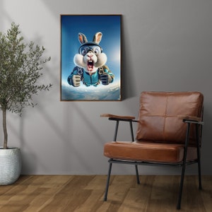 Photograph of a Skydiving Rabbit in Free Fall, Epic Wall Art, Animal ...