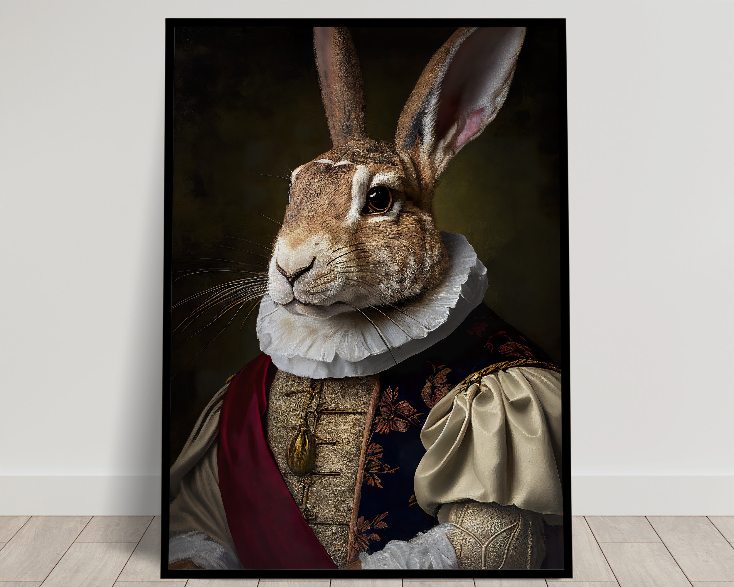 Noble Rabbit Portrait of a Noble Rabbit in Baroque Style, Animal Wall Decoration ...