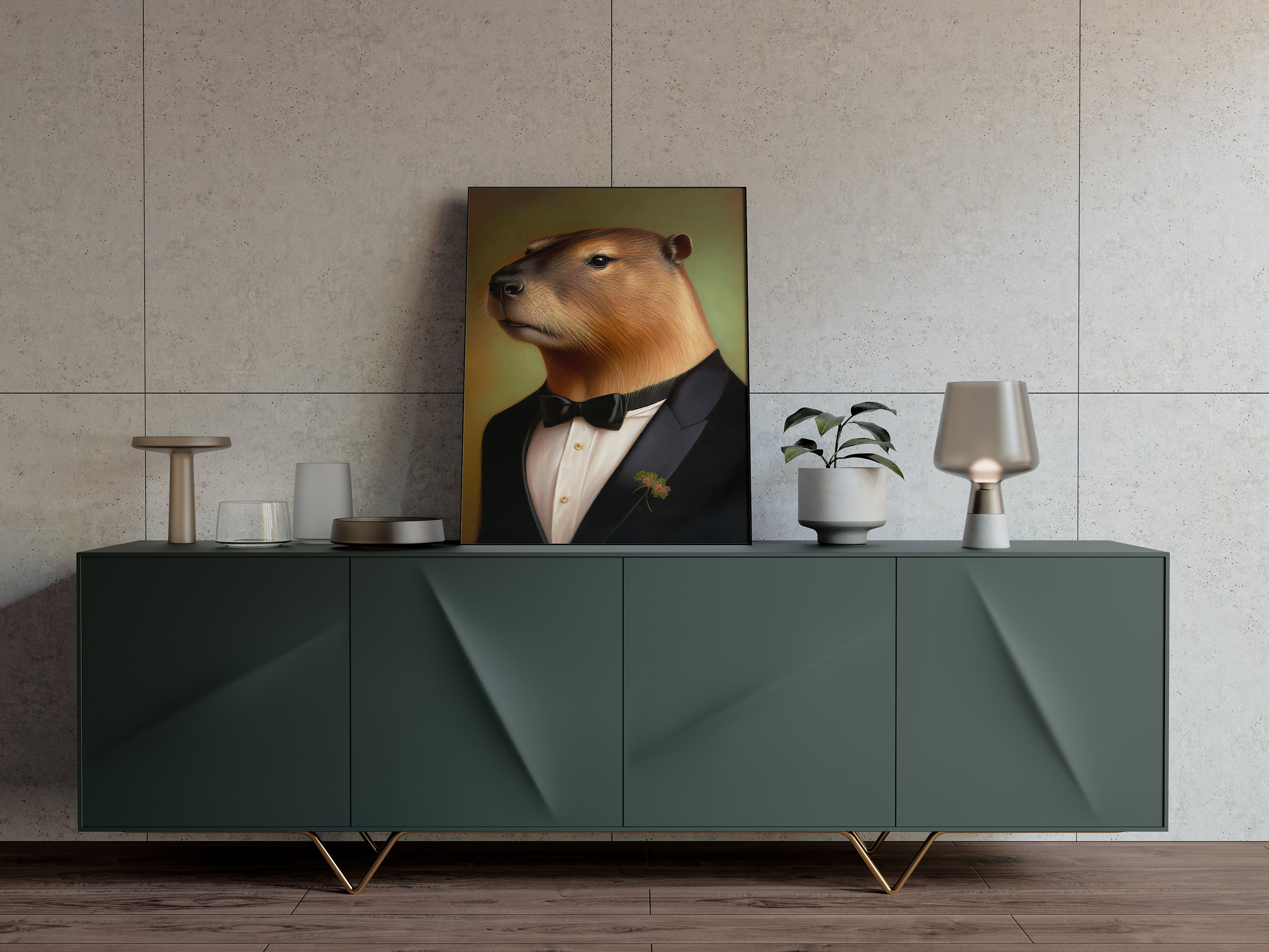 Ritratto di un capibara in smoking, Decorazione murale animale, Poster di  Capybara, Poster murale umoristico, Ritratto divertente di animali -   Italia