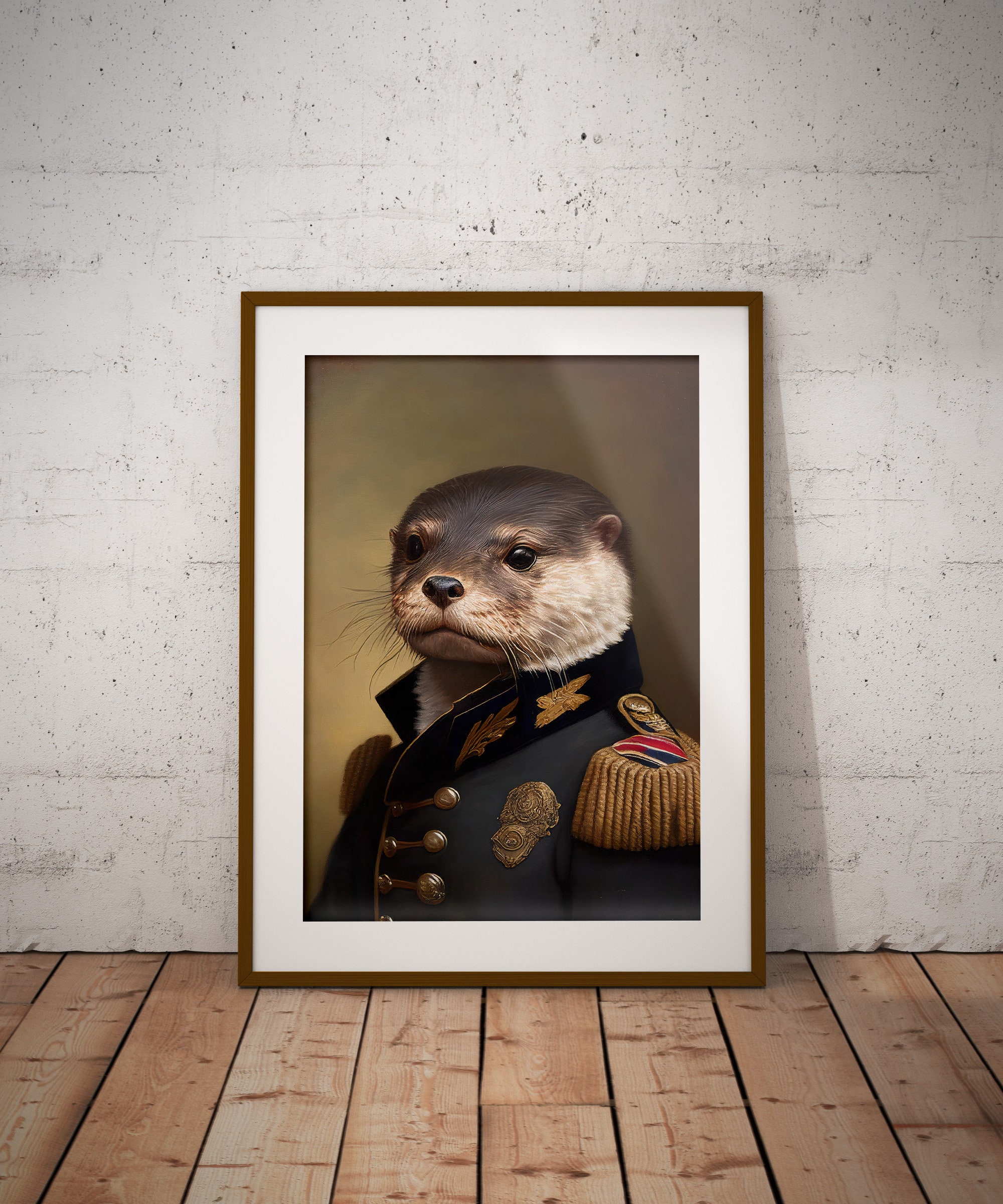 Discover Portrait of an Otter in Military Uniform, Animal Wall Decoration, Otter Poster, Otter Wall Print, Wall Art, No Frame