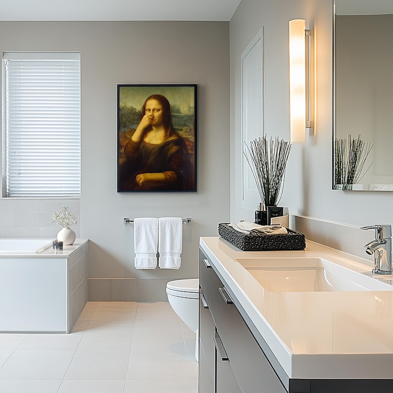 Mona Lisa Pinching Her Nose, Funny Bathroom Poster, Toilet Humor Wall ...