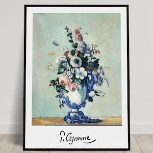 Paul Cézanne: Flores en un jarrón rococó, 1876. Póster impreso en pared, ilustración impresionista, reproducción de obra maestra clásica