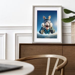 Photograph of a Skydiving Rabbit in Free Fall, Epic Wall Art, Animal ...
