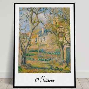 Camille Pissarro: The Vegetable Garden at L&#39;Hermitage, Wall Decor Poster, Impressionism Illustration, Poster to Frame