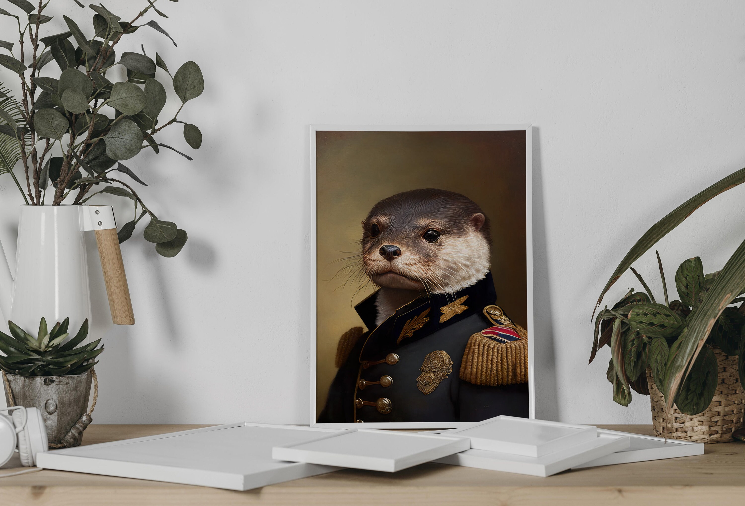 Discover Portrait of an Otter in Military Uniform, Animal Wall Decoration, Otter Poster, Otter Wall Print, Wall Art, No Frame