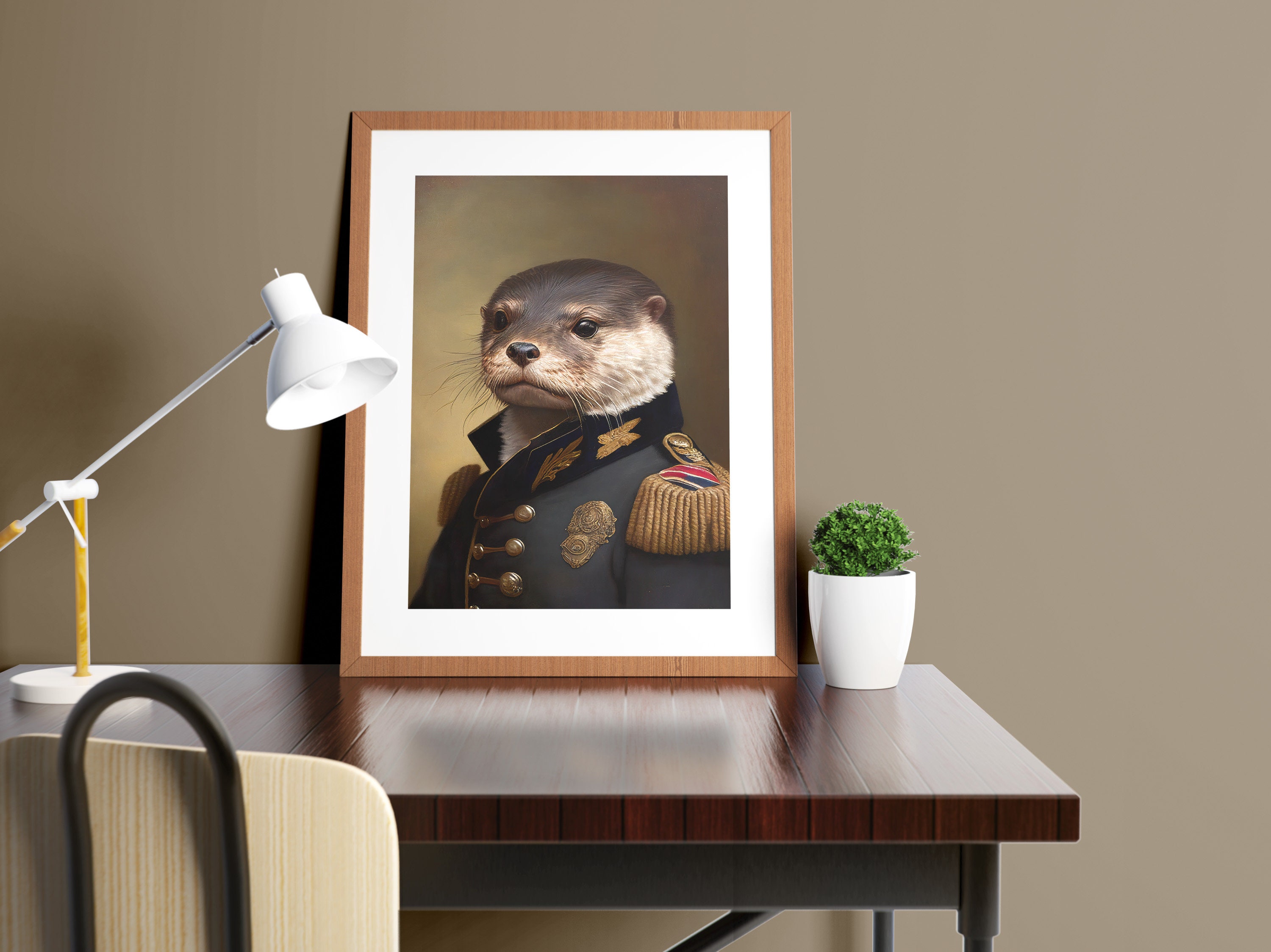 Discover Portrait of an Otter in Military Uniform, Animal Wall Decoration, Otter Poster, Otter Wall Print, Wall Art, No Frame