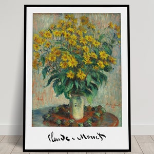 Claude Monet: Jerusalem Artichoke Flowers, 1880, Wall Decor Poster, Impressionism Illustration, Classic Masterpiece Reproduction