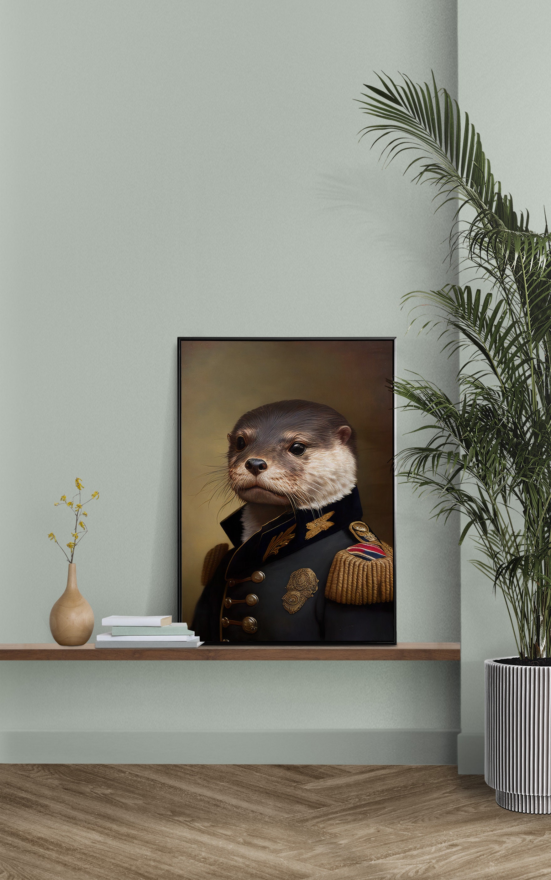 Discover Portrait of an Otter in Military Uniform, Animal Wall Decoration, Otter Poster, Otter Wall Print, Wall Art, No Frame