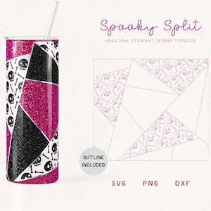 Halloween Split Tumbler Template SVG for Hogg 20oz Straight Skinny Tumbler, Fall Burst Template for Tumbler, Skinny Tumbler Sublimation Png