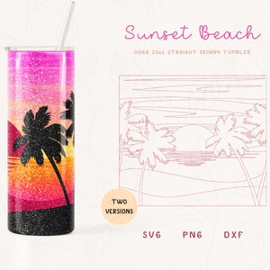 Sunset Beach Burst Template SVG for Hogg 20oz Straight Skinny Tumbler | Burst Template for Tumblers | Skinny Tumbler Sublimation Png