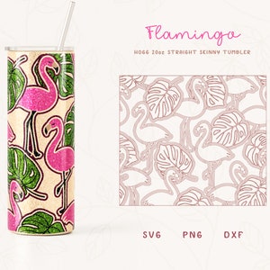 Flamingo Burst Tumbler Template SVG for Hogg 20oz Straight Skinny Tumbler | Burst Template for Tumblers | Skinny Tumbler Sublimation Png